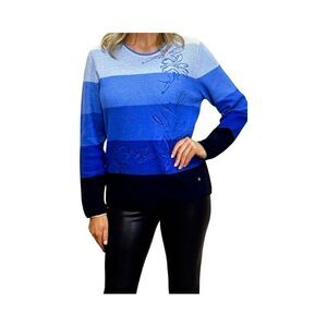 Rabe Multi-Tonal Blue Stripe With Embroidered Detail.